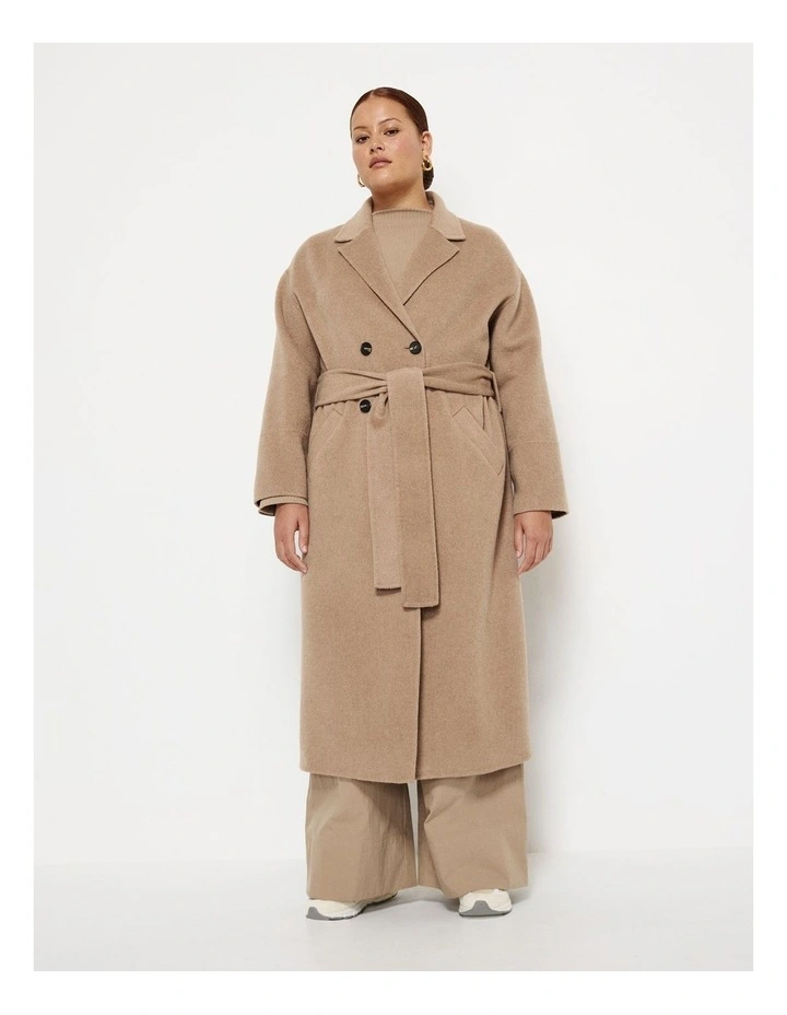 Double Breasted Wool Coat in Camel