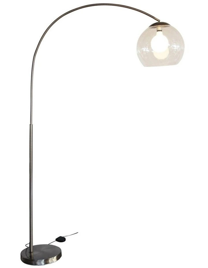Large Arc Floor Lamp with Acrylic Shade Antique Brass