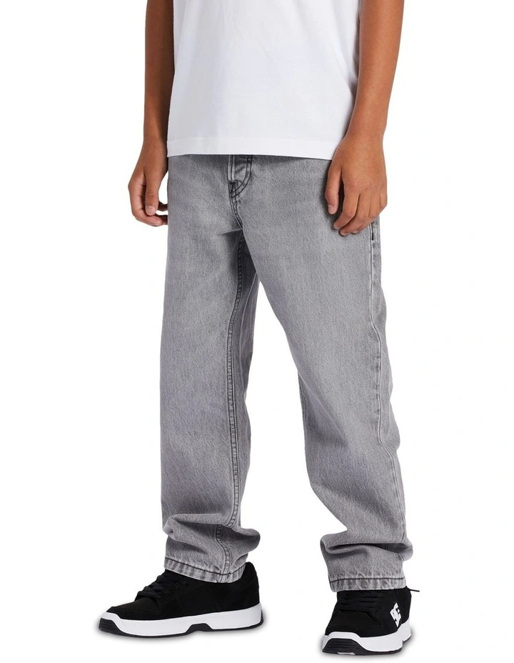 Worker Baggy Denim Jeans in Grey Wash