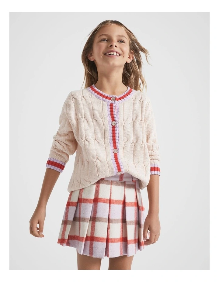 Cable Knit Cardigan in Creme