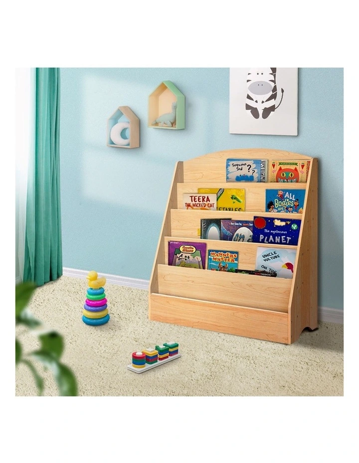 5 Tiers Kids Bookshelf Rack Organiser in Wooden