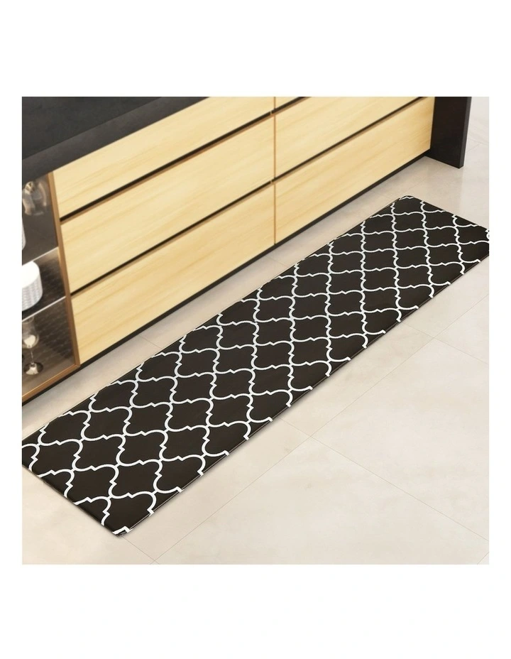 PVC Gina Kitchen Mat 45x180cm in Black/White