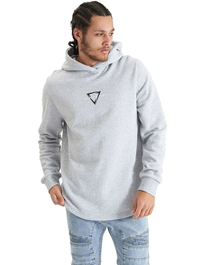 Eight Rank Hooded Dual Curved Sweater in Grey Marle