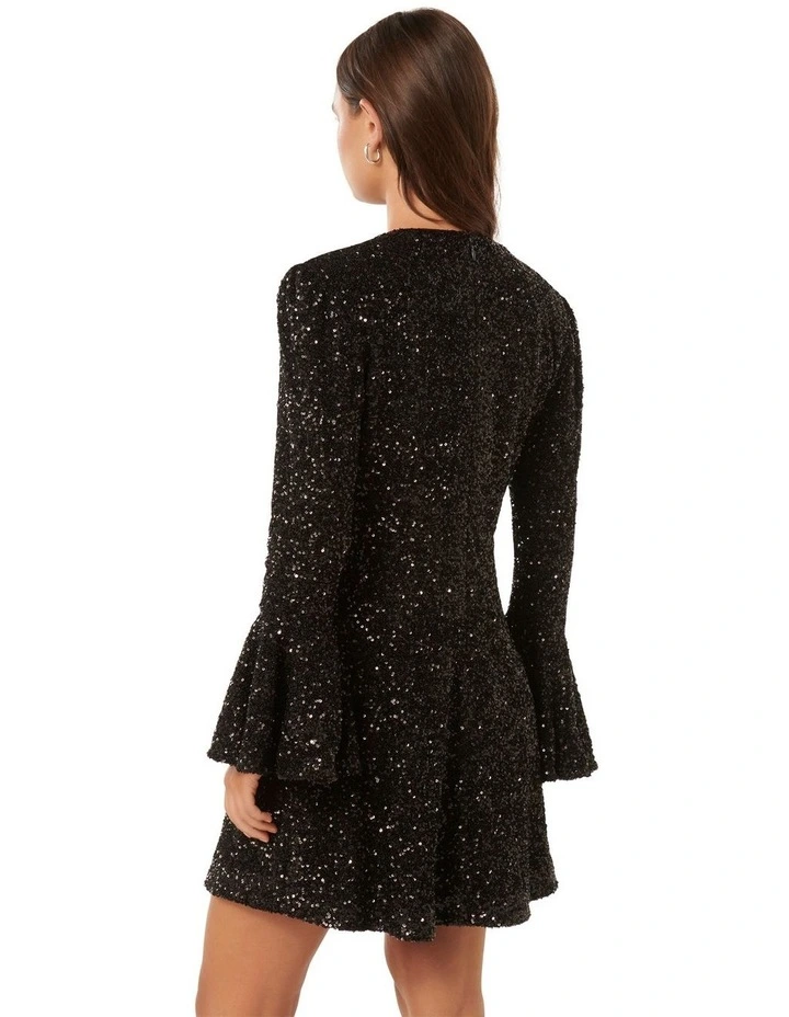 Lizzy Sequin Mini Dress in Black