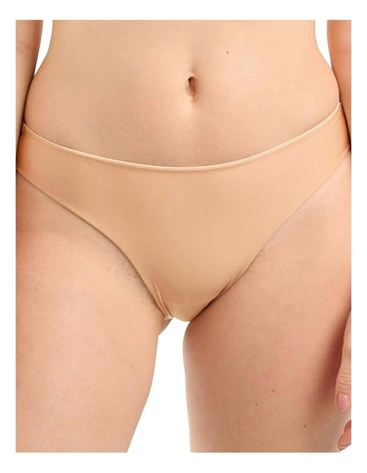 Unseen No Show Brazilian Style High Cut Tanga Brief in Blush-Beige