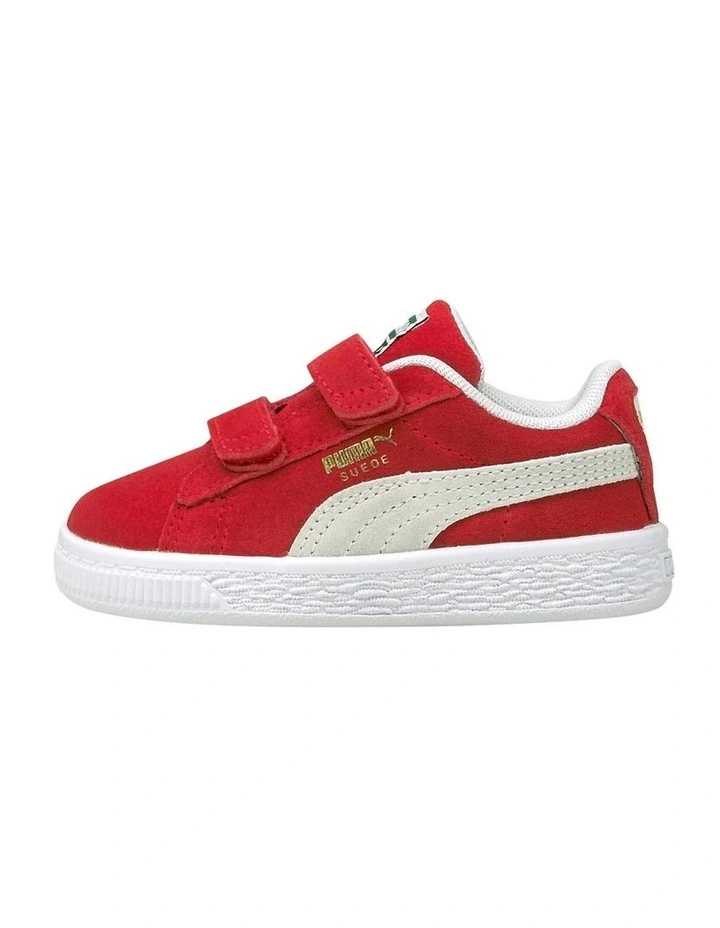 Suede Classic XXI Self-Fastening Infant Sneakers in Red