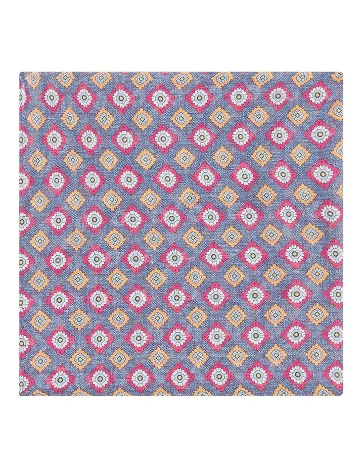 Vano Pocket Square in Navy Orange Red