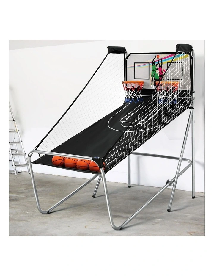 Double Basketball Shooting Machine in Silver