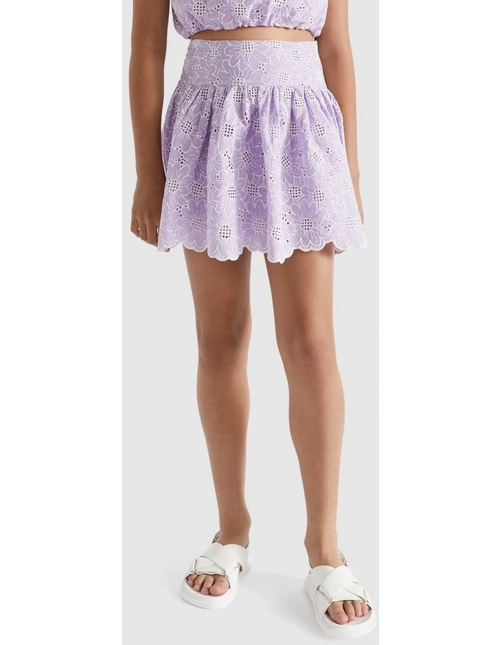 Cutwork Skirt in Pale Lavender