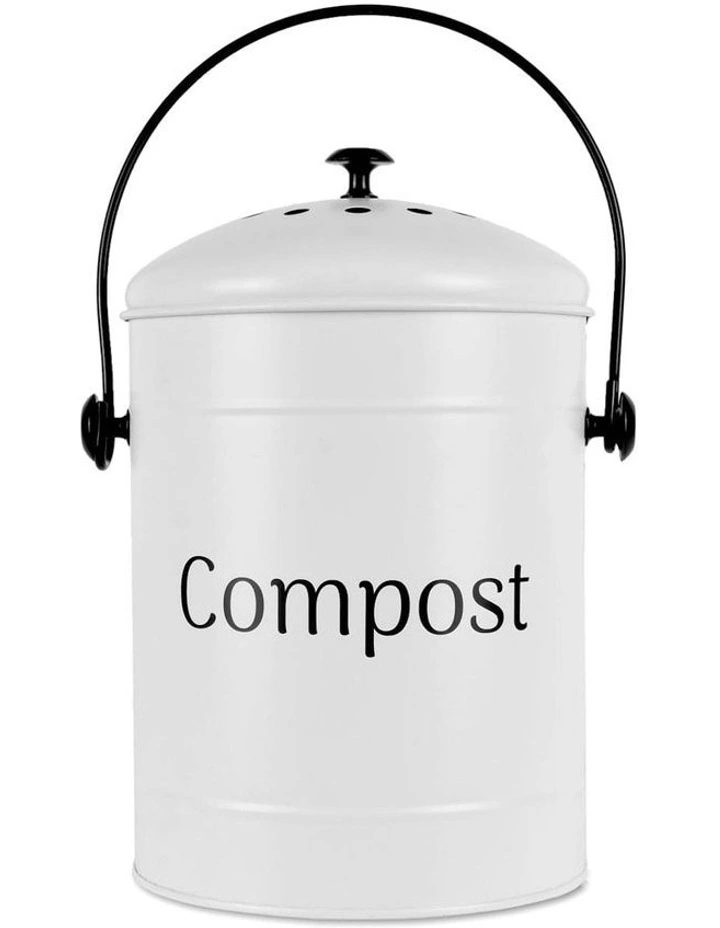 5L Kitchen Bench Compost Bin in SIlver