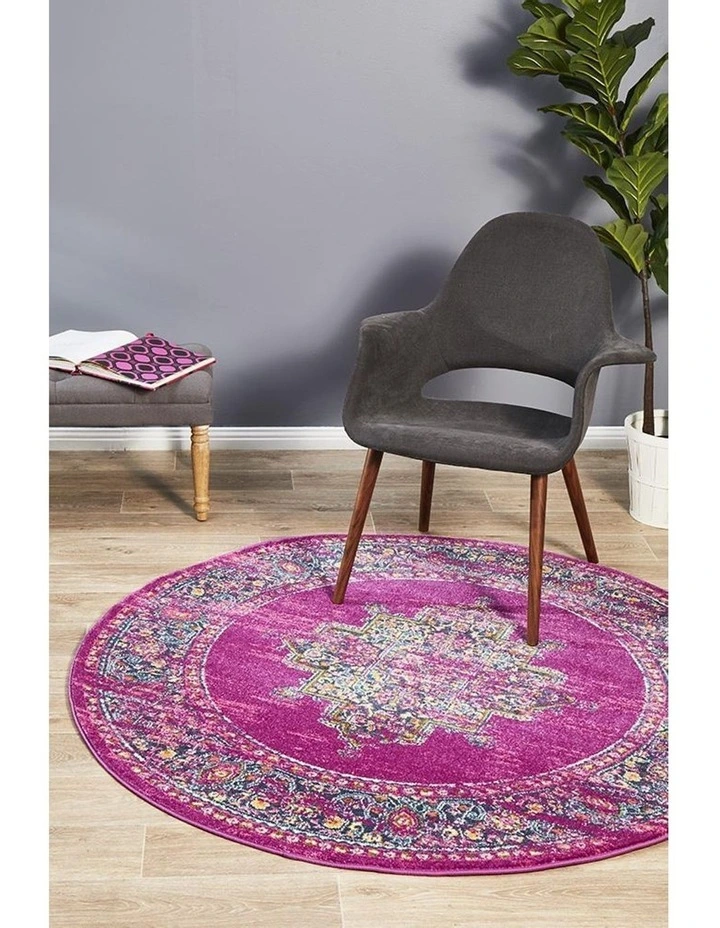Babylon 211 Fuchsia Round Rug