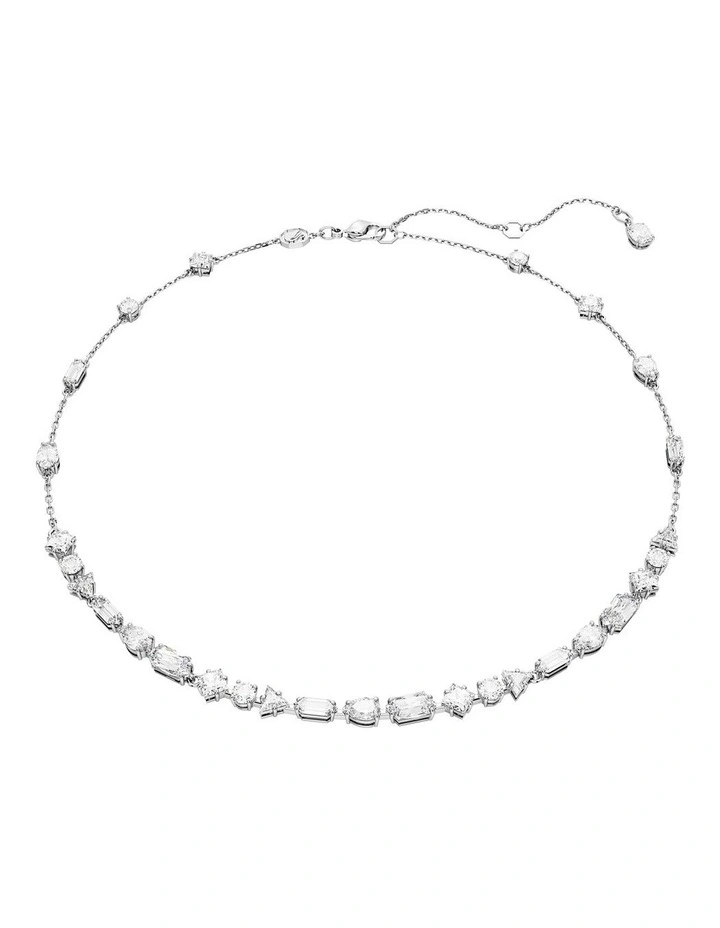 Mesmera Necklace Mixed Cuts Scattered Design Rhodium Plated in White