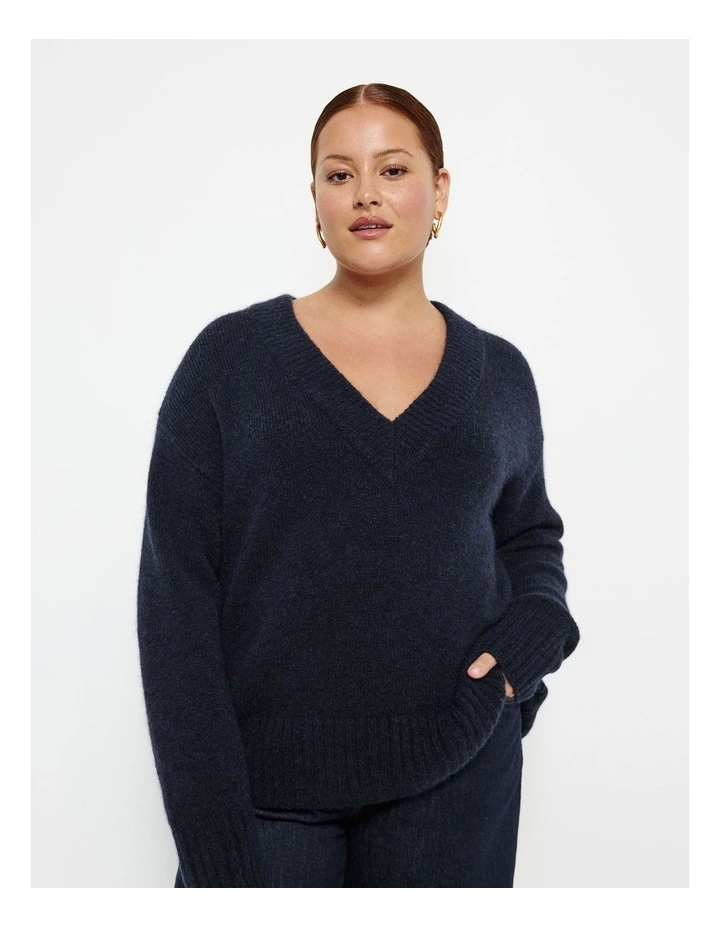 V Neck Knit in Ink