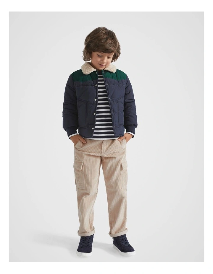 Teddy Collar Jacket in Midnight Blue