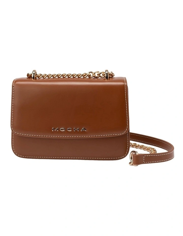 Alicia Glossy Leather Crossbody in Brown