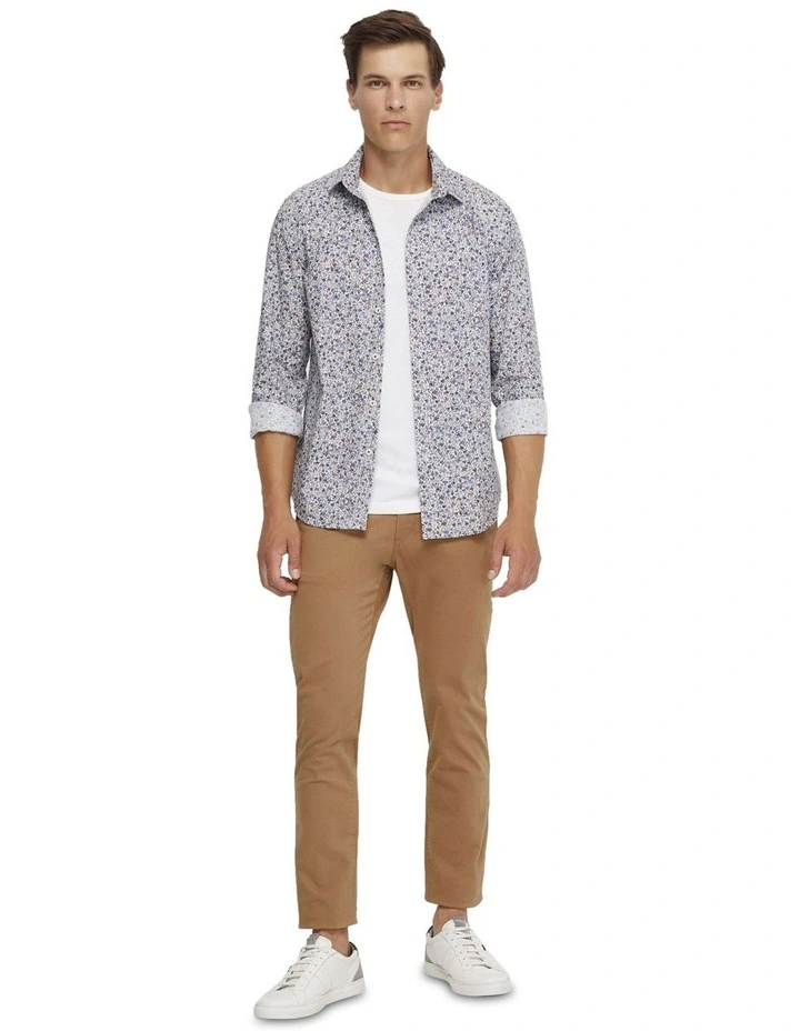 Kenton Floral Print Cotton Shirt in Red