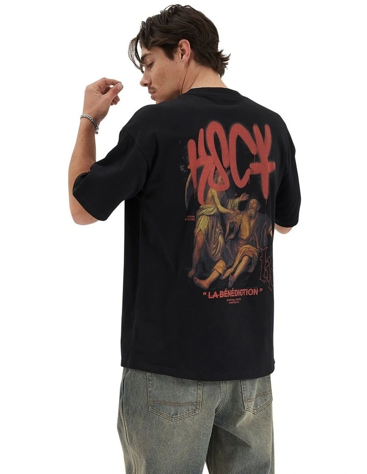 Blessing Heavy Box Fit Tee in Jet Black
