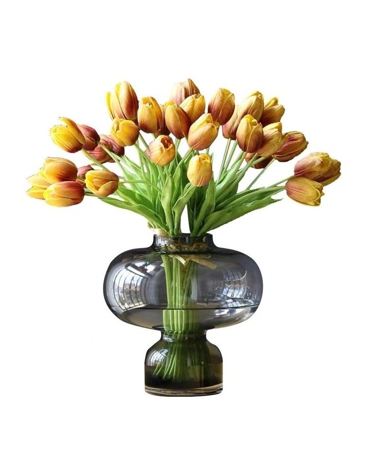 Real Touch Artificial Elegant Golden Yellow Tulip Flower Arrangement