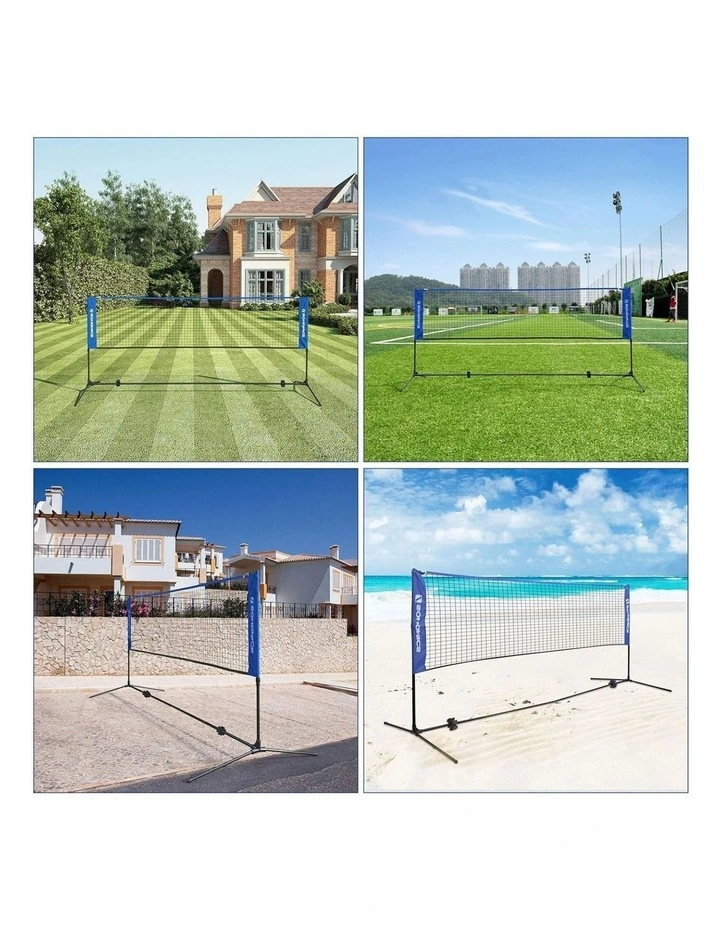 3M Height Adjustable Badminton Net Tennis Net with Transport Bag in Blue