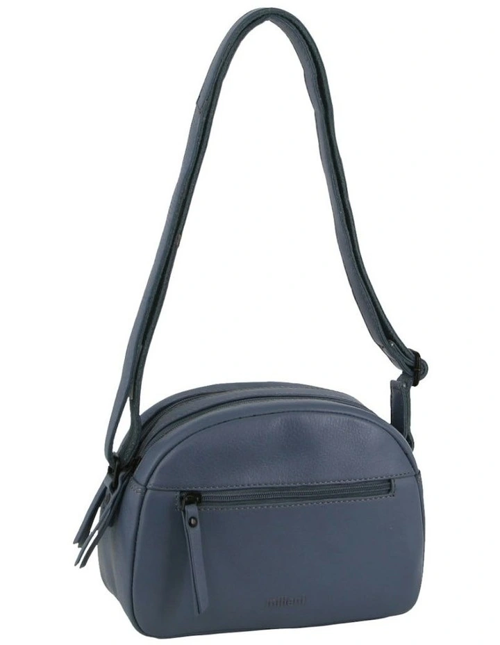 Leather Ladies Multi-Zip Cross-Body Bag in Teal