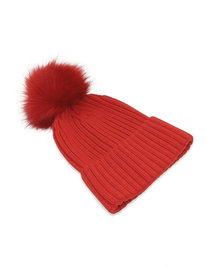 Valentine Wool Blend Beanie in Red