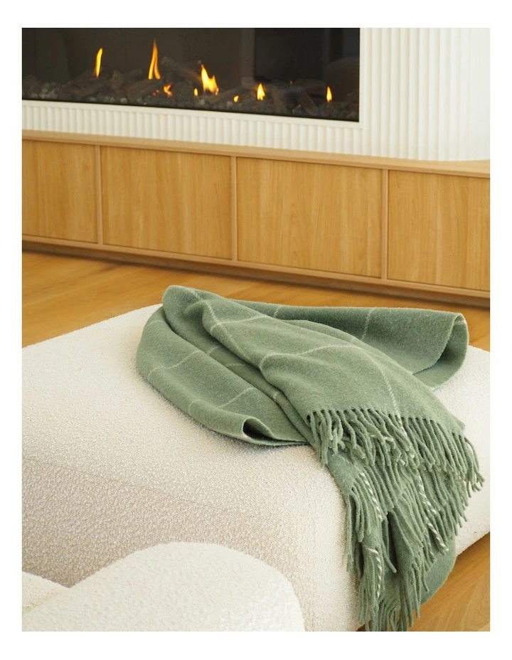 Brighton Throw Blanket in Sage Stripe