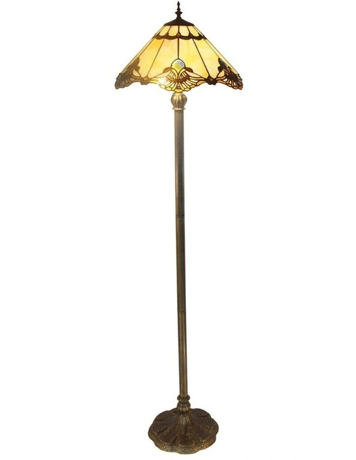Benita Leadlight Tiffany Floor Lamp Beige