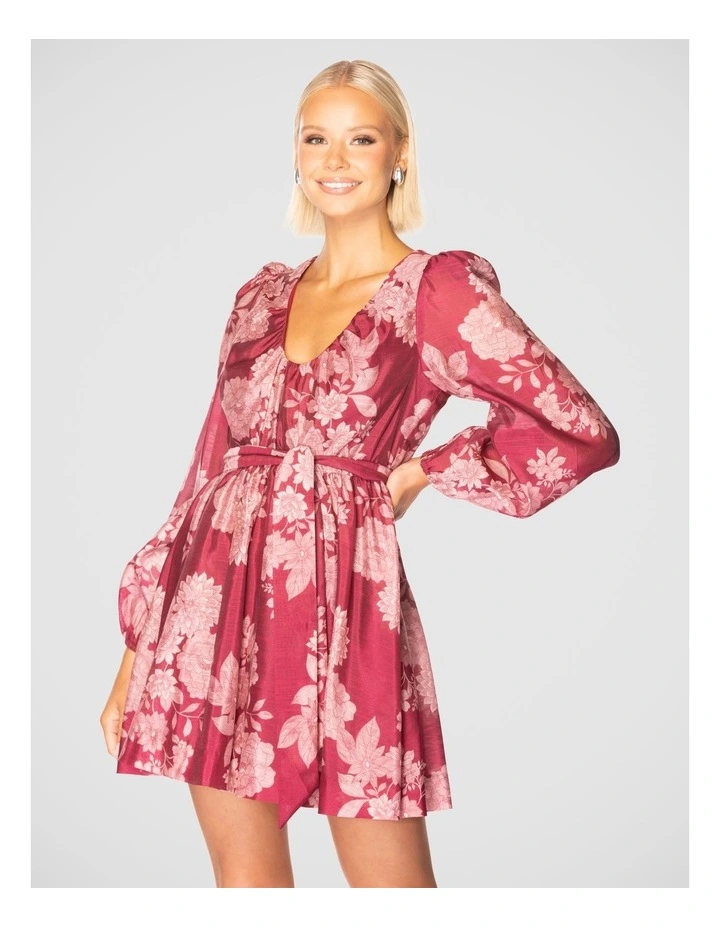 Khiala Long Sleeve Mini Dress in Multi