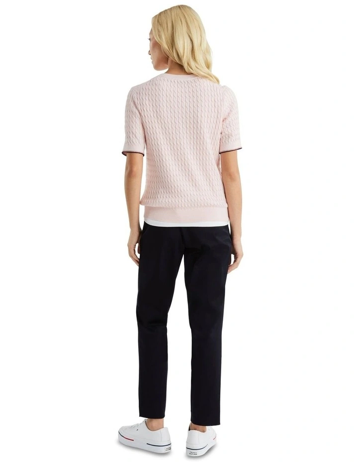 Stripe Slim Fit Short Sleeve Jumper in Pink