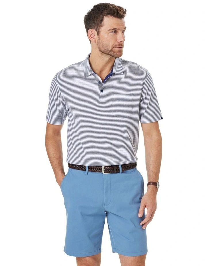 Smart Jacquard Stripe Polo in Navy