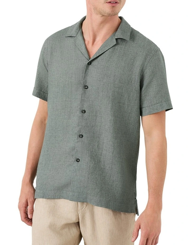 Marini Camp Collar Short Sleeve Shirt in Pistachio