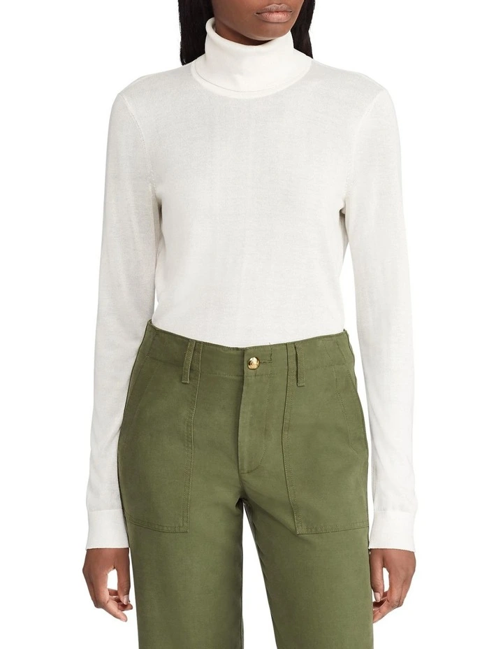 Silk-Blend Turtleneck White
