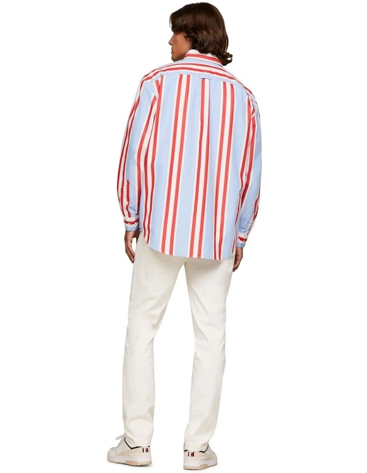 Sport Placed Stripe Long Sleeve Shirt in Blue