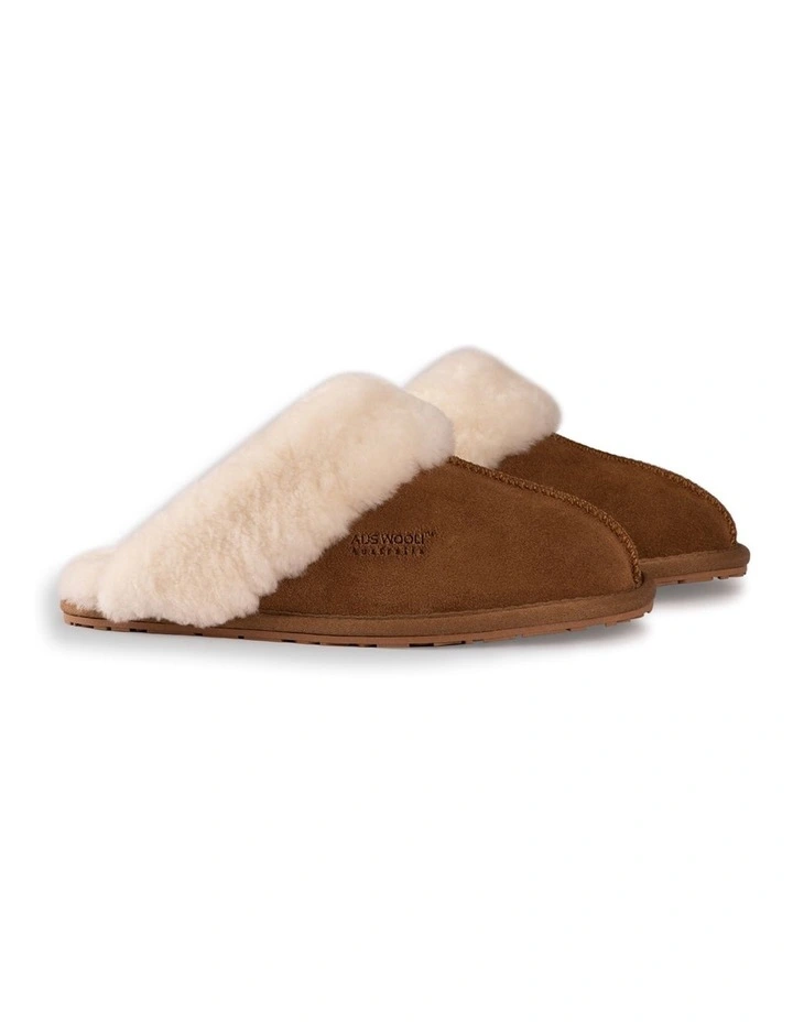 Sheepskin Wool Shelley Slippers in Chestnut