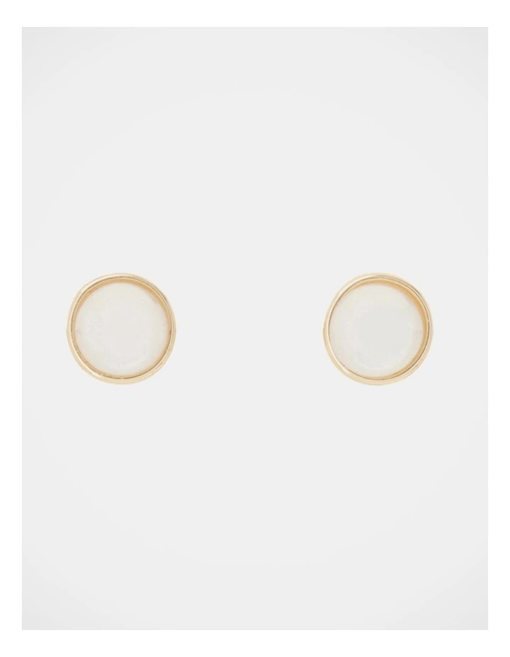 Set Pearl Gold Stud Earrings in Gold/Ivory