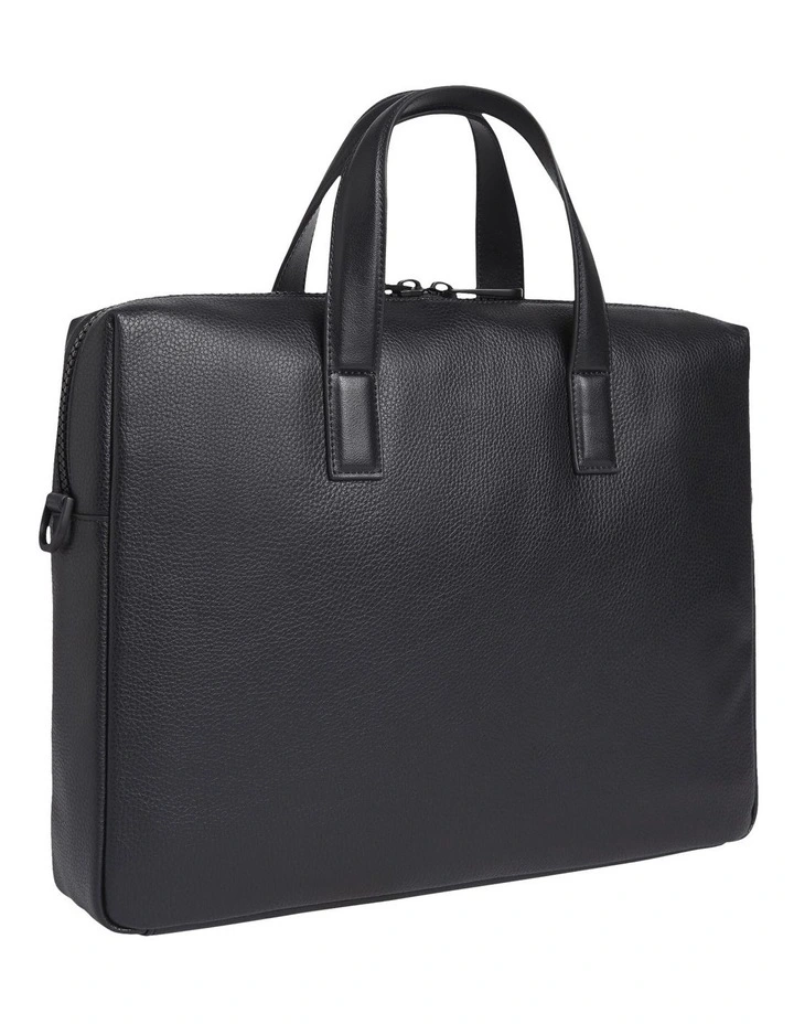 CK Recycled Faux Leather Laptop Bag in Black