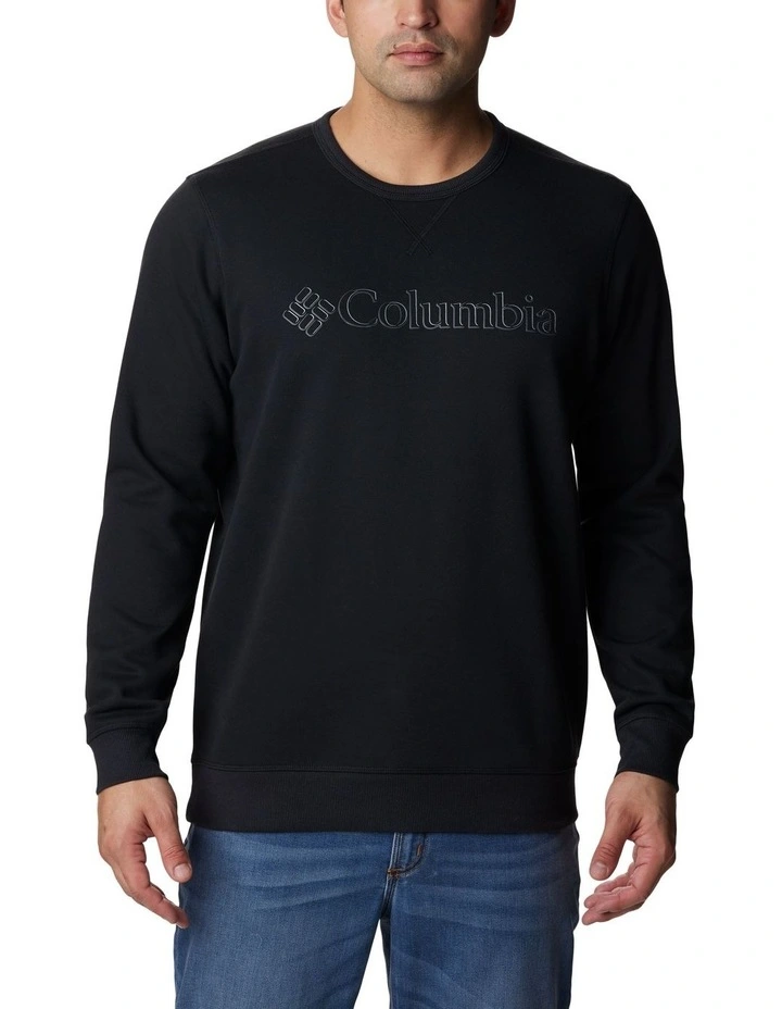 Logo Fleece Crew Top in Black