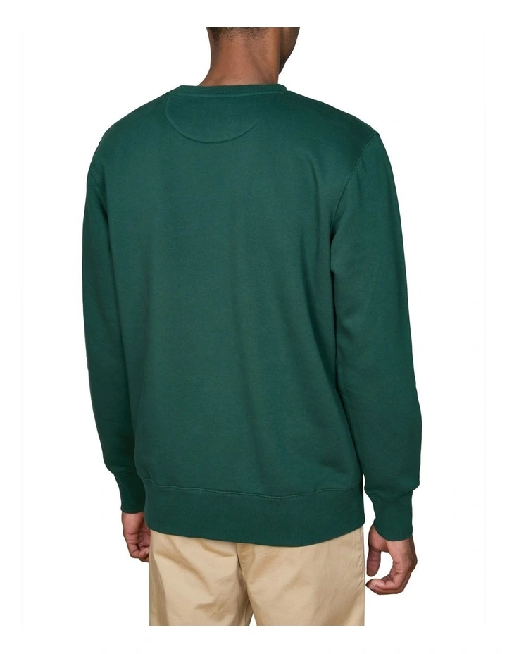Embossed Crew Neck Sweatshirt in Tartan Green