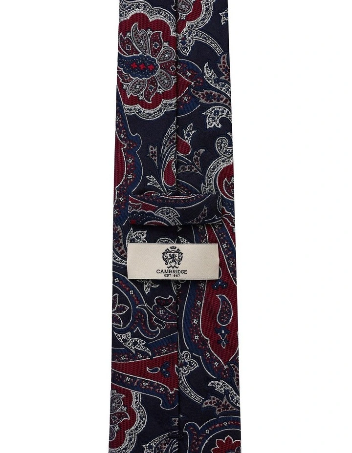 Marine Paisley Silk Tie in Red