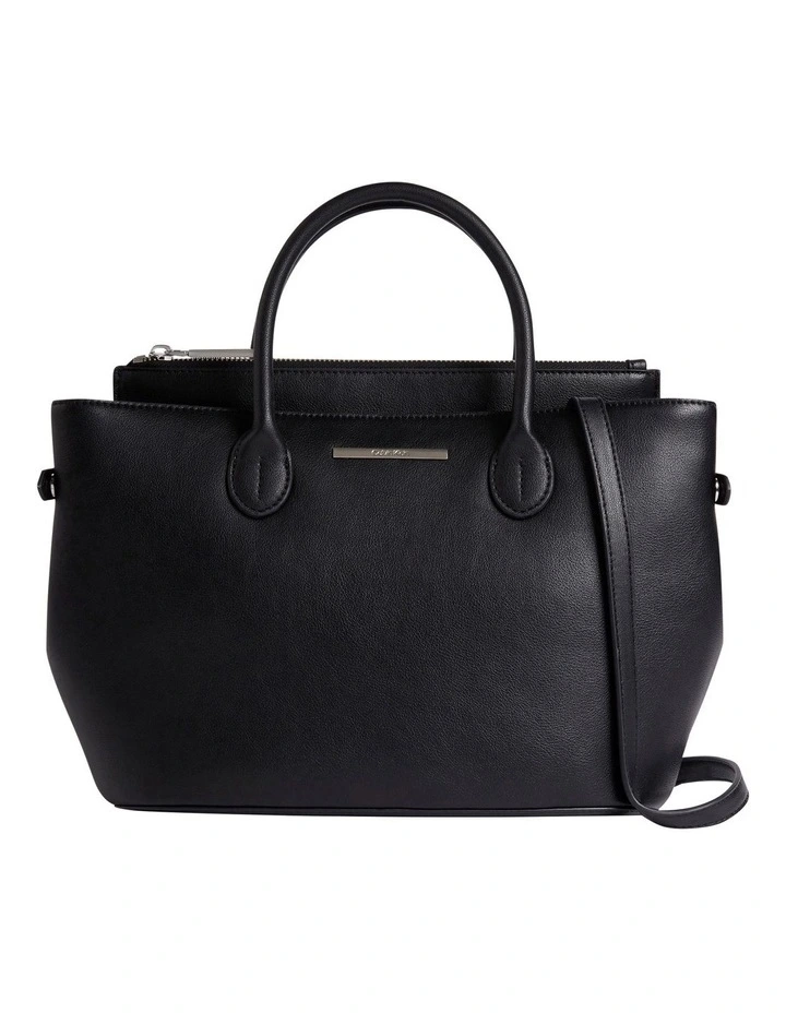 Faux Leather Tote Bag in Black