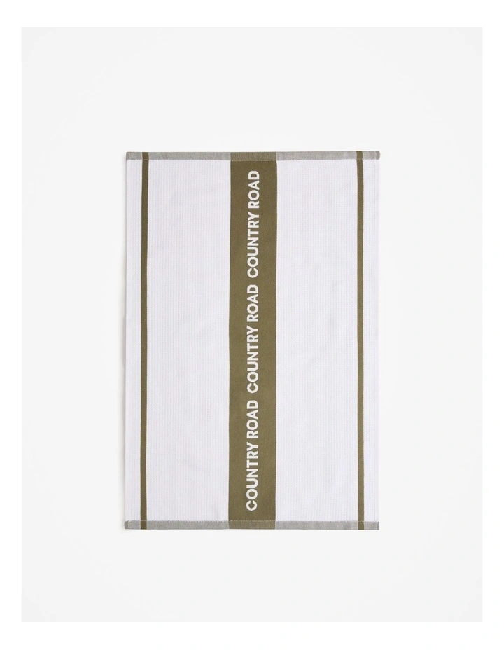 CR Logo Australian Cotton Tea Towel in Olive