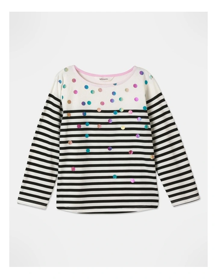 Stripe Printed Top With Confetti in Assorted