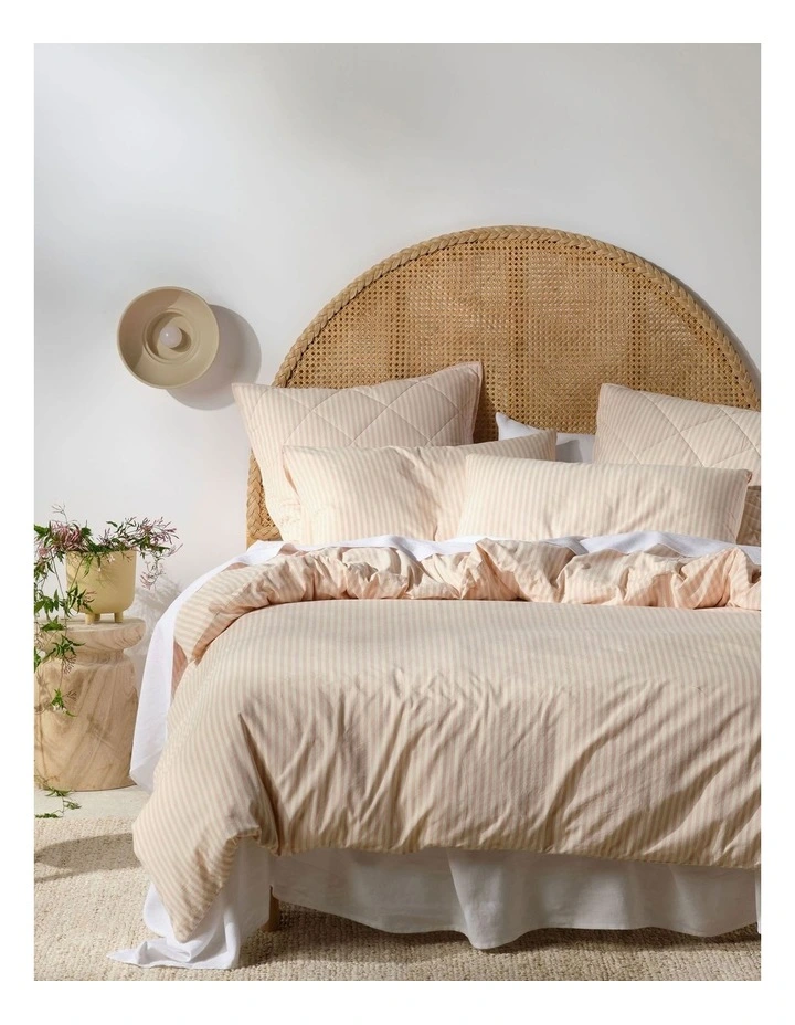 Classic Stripe Quilt Cover Set in Rose