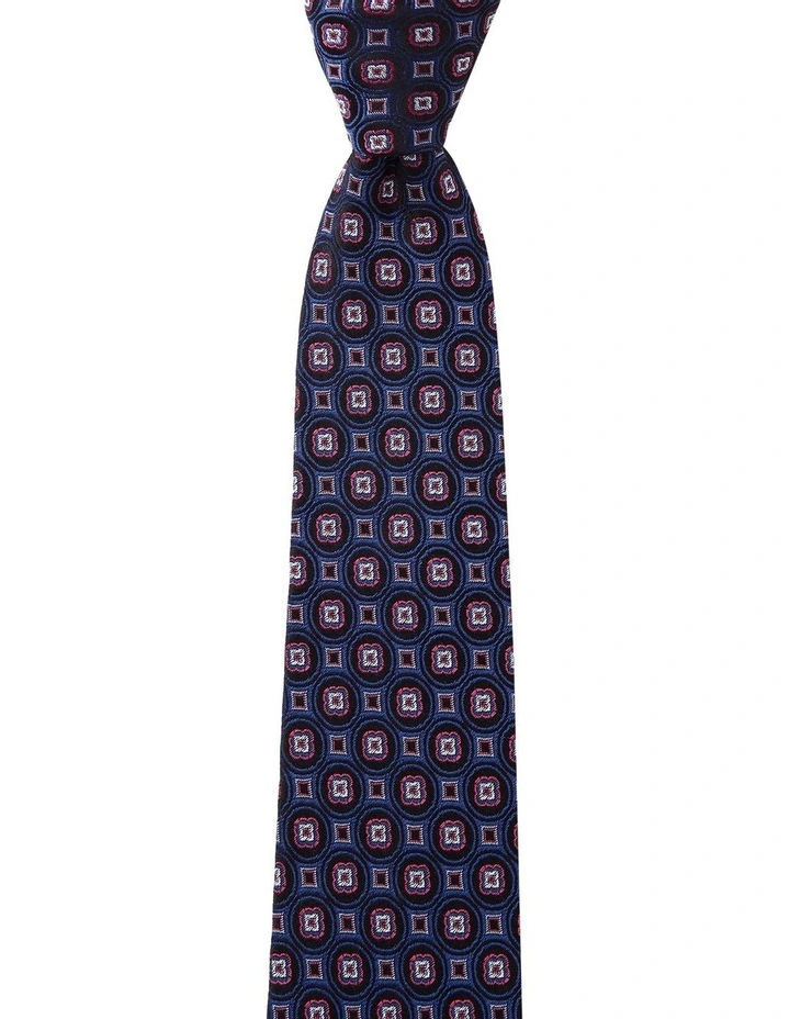 Dark Foulard Silk Tie in Navy
