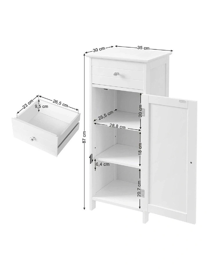 Floor Cabinet with 1 Door and Drawer in White