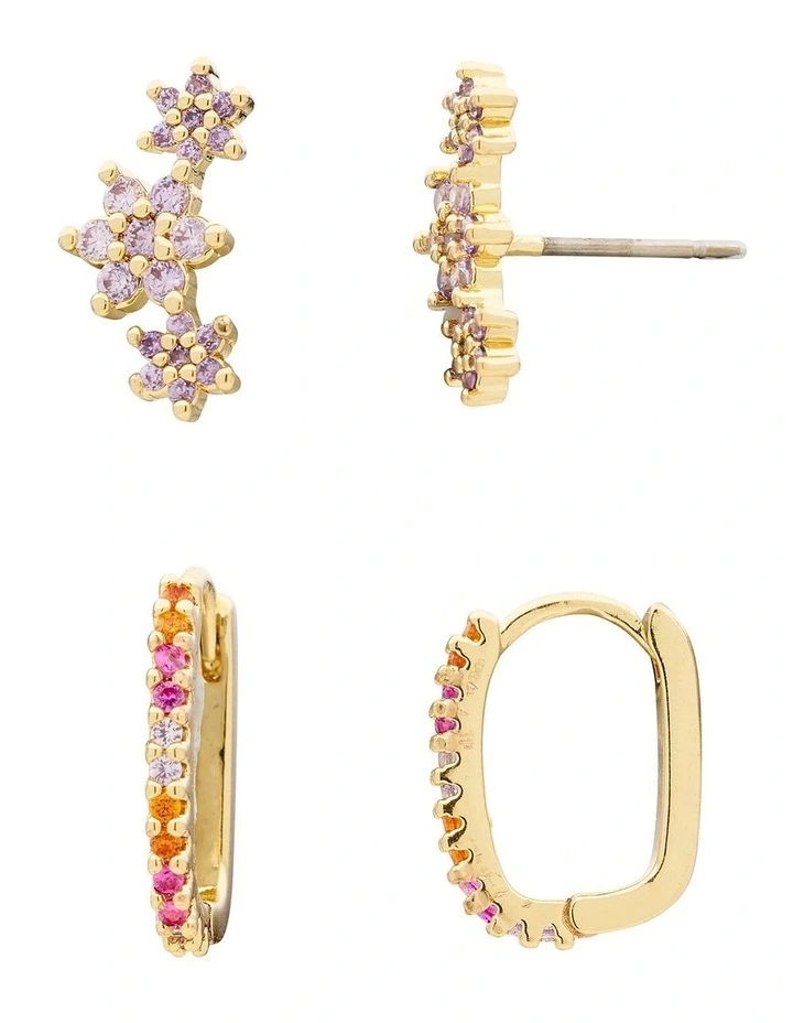 Gala Stone Set Earring Pack in Purple