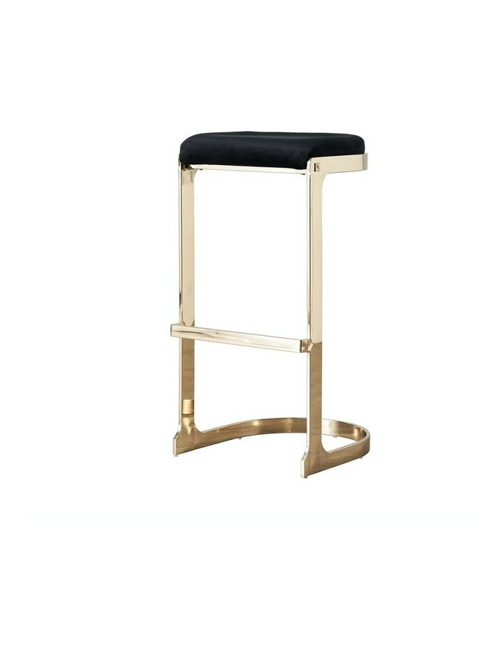 Rouven Velvet Bar Stool in Black