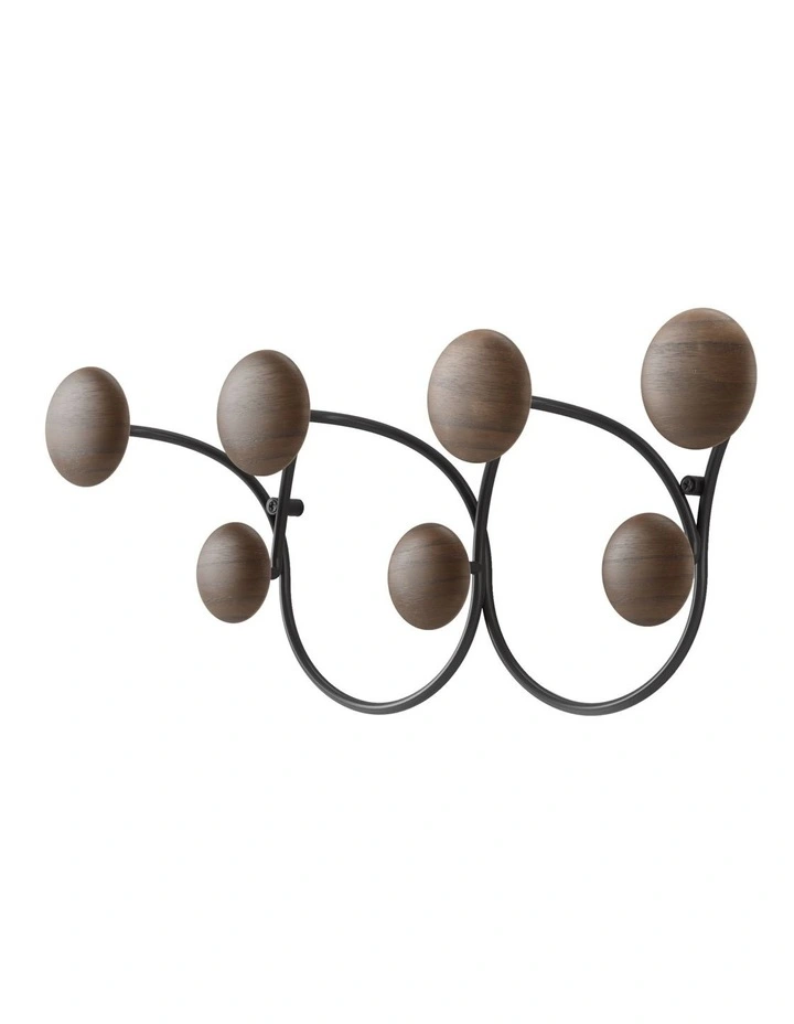 Dotsy 7 Hook 43x10x17cm in Black/Walnut