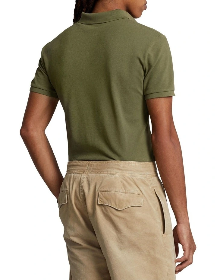Custom Slim Fit Big Pony Mesh Polo Shirt in Green