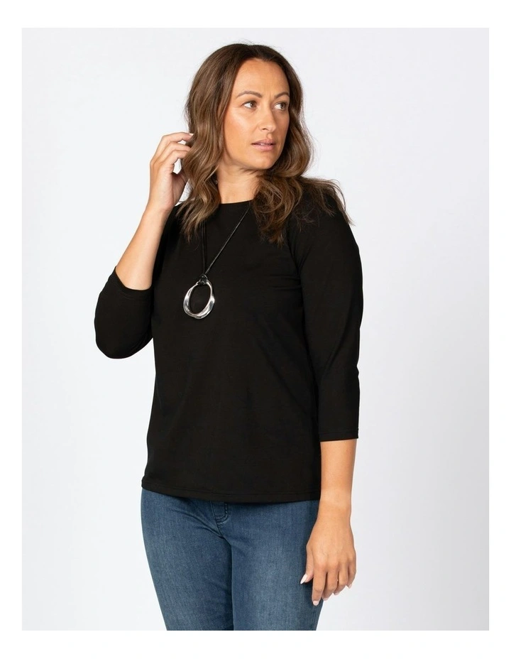 Day Camp 3/4 Sleeve Tee in Black